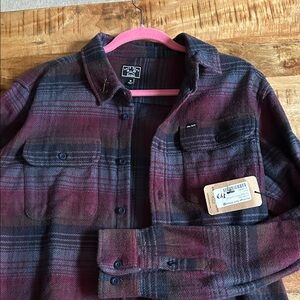 Plaid Button-Up Shirt - Black and Red